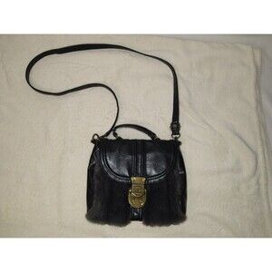 Forever 21 Small Black Faux Fur Vegan Leather Purse Crossbody Mob Wife Winter